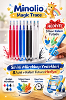 Minolio Magic Trace Sihirli Mürekkep Yedekleri – 8 Adet Kartuş + Silikon Kalem Tutucu Hediyeli