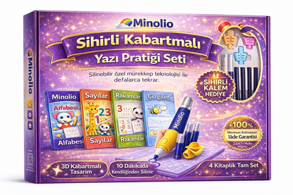 Minolio - Magic Learn Kabartmalı Sihirli Yazı Seti – 4 Kitap + Sihirli Kalem Hediyeli